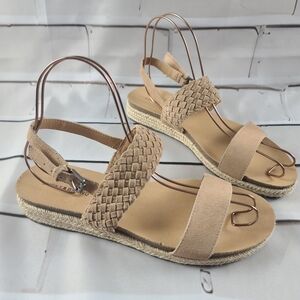Lucky Brand Gloreah Espadrille Sandal Tan Suede Wmn's 10